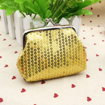 Yellow Sequins Decor Lock Coin Change Purse - New - $12.99