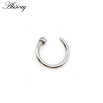 Alisouy 1pc New Stainless Steel Punk Clip on Fake Piercing Body Nose Lip Rings U - £8.66 GBP