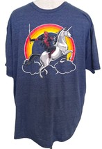Marvel XMen Deadpool T Shirt Size 2X Riding a Unicorn with Rainbow Background - £11.96 GBP
