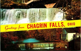 Greetings From Chagrin Falls Ohio OH Multiview Natural Falls Chrome Postcard  - £3.06 GBP