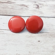 Vintage Earrings For Pierced Ears Metal Red Circle 0.75&quot;- Broken Stud - £5.53 GBP