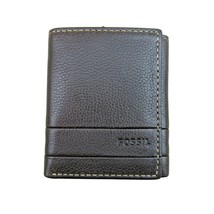 Fossil Lufkin Trifold Dark Brown Leather Mens Wallet NEW SML1395201 - $29.99