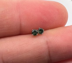 0.18ctw Round Fancy Green Diamond Basket Push Back Stud Earrings 14K Whi... - $98.99