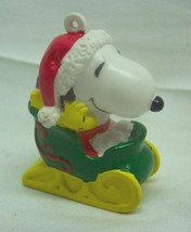 Peanuts Gang Santa Snoopy Woodstock In Sleigh 2" Plastic Pvc Christmas Ornament - $14.85