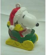 Peanuts Gang SANTA SNOOPY WOODSTOCK IN SLEIGH 2&quot; PLASTIC PVC CHRISTMAS O... - £11.87 GBP