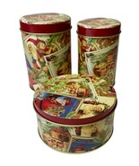 Old World Santa Tin Set Of 3 Christmas Vintage Look Holiday Round Gifts ... - €11,92 EUR