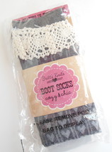 Ladies Britts Knits Boot Socks Black Hearts One Size Fits Most Crochet L... - $11.50