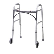 Drive Medical 1075C4 Folding 2 Button Adult Walker with 5 Wheels Deluxe ... - $221.18