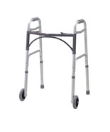 Drive Medical 1075C4 Folding 2 Button Adult Walker with 5 Wheels Deluxe ... - £166.13 GBP