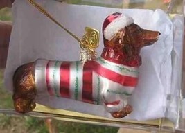 Delicate DACHSHUND II Blown Glass Dog Breed Xmas Ornament RETIRED - £11.00 GBP