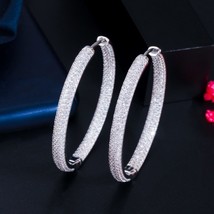 Stunning Double Sided Cubic Zirconia Big Circle Round Hoop Earrings for Women Tr - $11.97