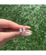 Radiant Shape Moissanite Diamond Earrings 925 Silver Solitaire Stud For ... - $516.11 CAD