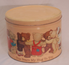 Teddy Bears Lithograph Tin Can Storage Container 1984 WSCC - £17.40 GBP