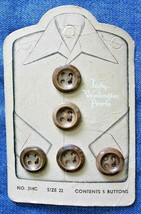 Lady Washington Pearls 5 Brown Glass Buttons vintage 1/2&quot; - £9.65 GBP