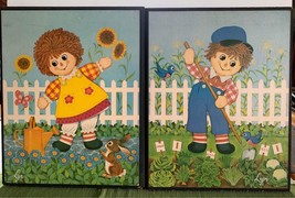 Vintage Raggedy Ann &amp; Andy Stapco By Lyn Wood Wall Art Picture Set - £19.02 GBP