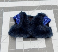 American Girl Doll Navy Furry Blue Fur Bolero Vest Sequin Sleeves - £13.89 GBP