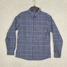 Eddie Bauer Men&#39;s Button Up Shirt Long Sleeve Blue Plaid Medium - £12.64 GBP