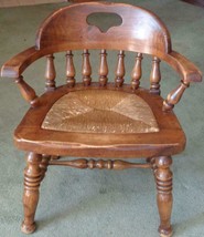 Vintage Thomasville Solid Wood Dining Arm Chair – VGC – WOVEN RATTAN SEA... - $168.29
