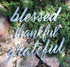 Grateful - Thankful - Blessed - Metal Wall Art Words Polished Steel - £51.50 GBP