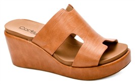 Corkys Footwear women&#39;s pucker up wedge sandal in Cognac Smooth - size 9 - $60.39