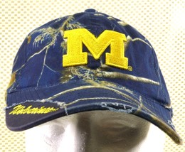 University Of Michigan Wolverines Blue Camo Distressed Baseball Cap Embr... - $317.12 MXN