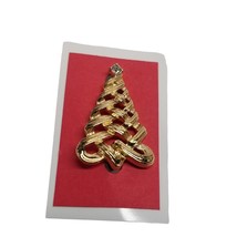 Christmas Tree Holiday Pin Brooch Fashion Jewelry Avon Gold Toned Xmas Braided - £9.30 GBP