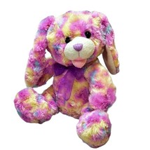Purple Yellow Plush Rabbit Smiling Stuffed Easter Bunny Kids of America 9 Inch - $10.59