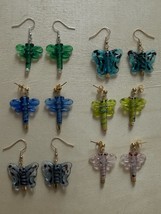 6 Pairs of Handmade Glass Butterfly and DragonFly Dangle Earrings!  - £38.16 GBP