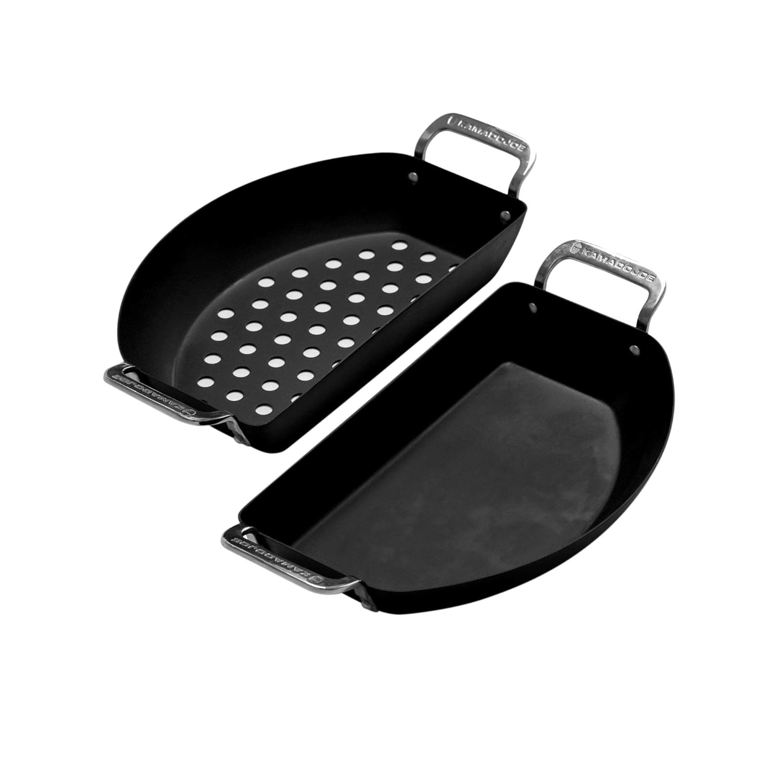 Kamado Joe KJ15124822 Karbon Steel Half-Moon Pan Set for Classic Joe and Big Joe