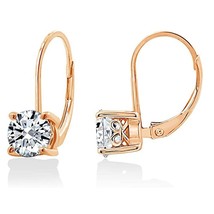 1CT Moissanite Solitaire Drop Leverback Earrings 14K Rose Gold Plated Silver - £63.96 GBP