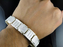 4.50 Ctw Real Moissanite 14K Yellow Gold Over Statement Link Men&#39;s Brace... - $344.59