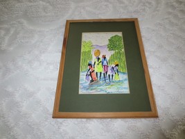 Framed Pierre Henri Signed Jamaican Folk Art Watercolor Print - 9.25&quot; X 12.5&quot; - £35.41 GBP