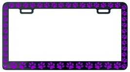 BLACK PAW PRINTS CRITTER DOG PET CAT PURPLE License Plate Frame - £5.50 GBP