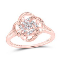 Diamond Flower Ring 10k Rose Gold 1/8ctw size 7 - £257.23 GBP