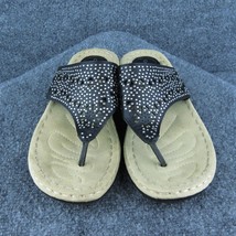 Croft &amp; Barrow Women Thong Shoes  Black Synthetic Slip On Size 6 Medium (B, M) - £13.38 GBP
