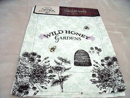 New Honey Bee Table Runner 13&quot; X 72&quot; Cotton Fabric Cottage Wildflowers - £19.74 GBP