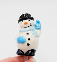Nora Fleming Frosty Pal Mini Snowman Blue Ceramic Platter Charm Winter nf - £15.17 GBP
