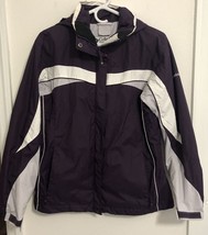 COLUMBIA Women Core Interchange Jacket Hooded Pockets Waterproof M Purpl... - £16.84 GBP