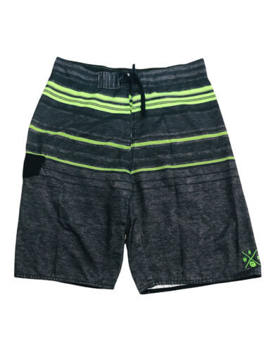 Wave Riding Board Shorts Vehicles Green Black Striped Print Men Swim  Si... - $14.25