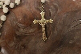 Vintage INRI Crucifix Catholic Jesus Christian Cross Pendant Rosary Necklace F - £9.16 GBP