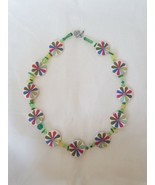 Funky Green Ceramic Disc Bead Necklace. - $26.07 CAD