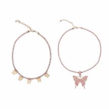 New Rhinestone Women Silver Butterfly Pendant Crystal Clavicle Choker Necklace(g - £10.33 GBP