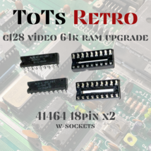Commodore 128 Slim 64k Video Ram Upgrade 41464-10 18Pin w/Sockets and TE... - $223.39 MXN