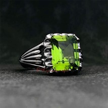 Peridot Mens Ring 925 Silver Jewelry Gift August Birthstone Jewelry Christmas - £51.28 GBP