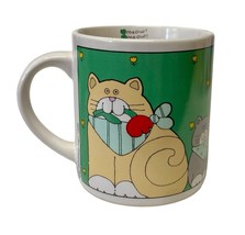 Cats Meow Mug Green Stoneware NOS Vintage 1986 Korea Tulips Coffee Cup - $259.58 MXN
