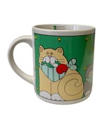 Cats Meow Mug Green Stoneware NOS Vintage 1986 Korea Tulips Coffee Cup - $258.35 MXN