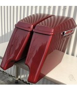 Red stretched saddlebags 4 Inch Stretched for Harley Davidson 1995-2013 - £1,042.78 GBP