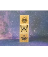 INSECTS, BUGS, Butterfly, Ladybug, Moth, 3-pc Rubber Stamp Set, Recollec... - £6.70 GBP