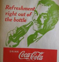 Coca-Cola Soda Bottle Dry Server Paper Bag Vintage NOS 1932 Original Cla... - $8.50