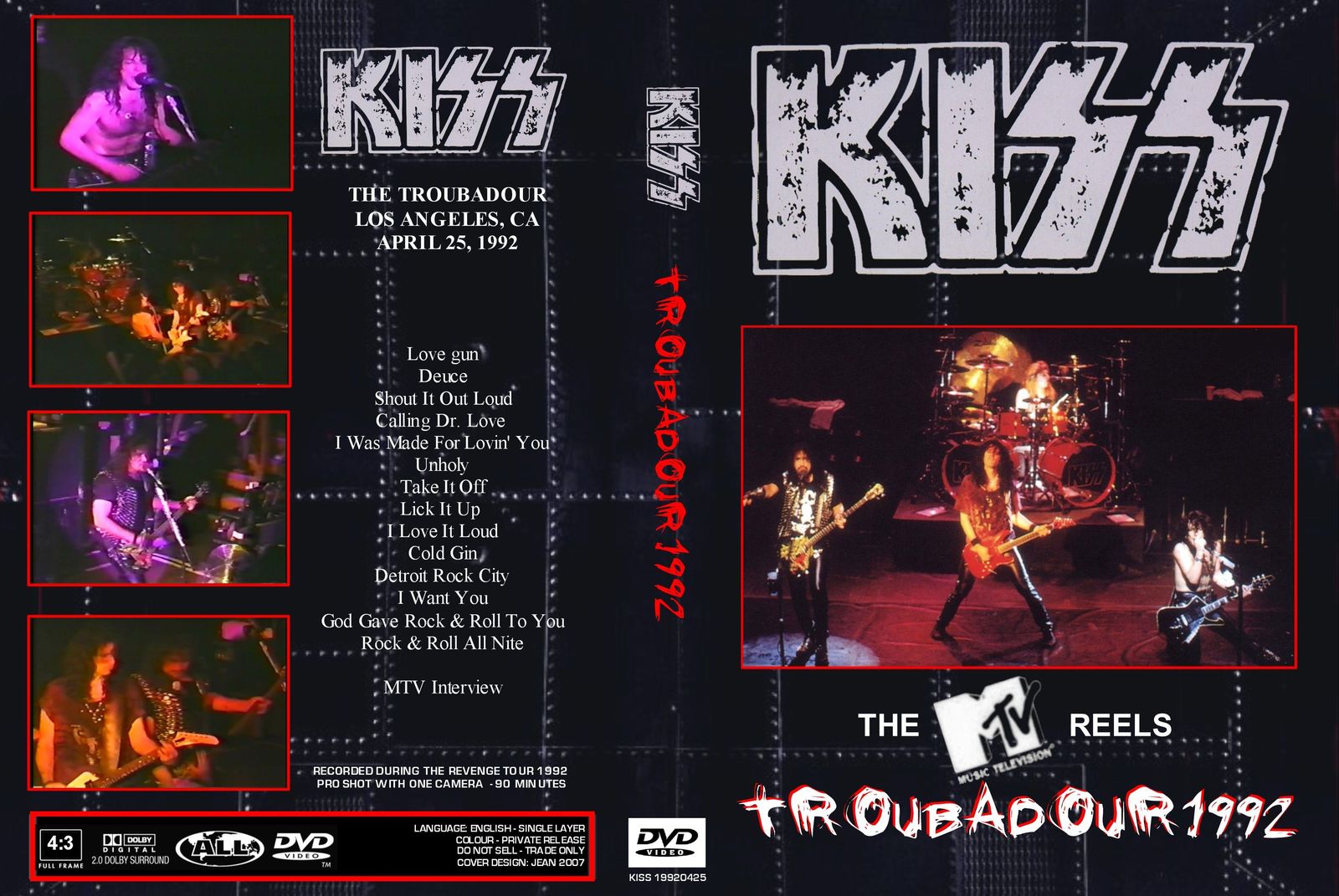 KISS Live at The Troubador 1992 DVD West Hollywood, CA 04-25-1992 Pro-Shot